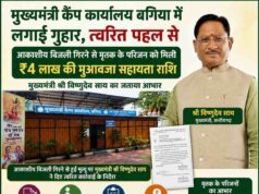 मुख्यमंत्री कैंप कार्यालय बगिया की त्वरित पहल से आकाशीय बिजली से मृत व्यक्ति के परिजनों को मिली 4 लाख रुपये की आर्थिक सहायता, मुख्यमंत्री विष्णुदेव साय के निर्देश पर लंबित प्रकरण का हुआ शीघ्र निराकरण, पीड़ित परिवार ने मुख्यमंत्री के प्रति जताया आभार
